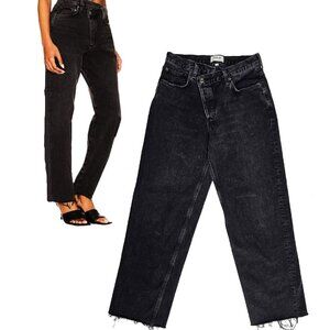 AGOLDE Criss Cross Upsized Barrel Legs Blackwash Cotton Jeans Frayed Hem Size 27